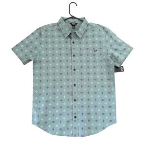 Billabong Chase Short Sleeve Button-Up Shirt, Teal Green, Size M, NWT
